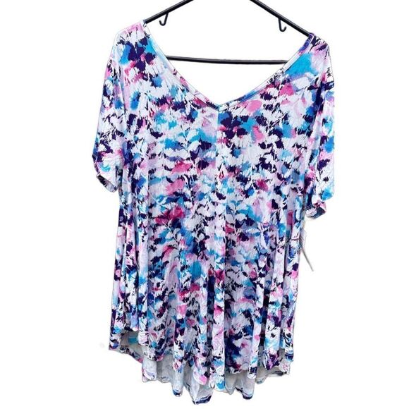 Roman’s size 18 V-Neck short sleeve tunic asymmetrical hem. - Picture 2 of 5